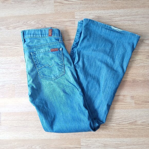 7 For All Mankind Ghost Squiggle Dojo Stretch Jeans Size 26 - Picture 2 of 10